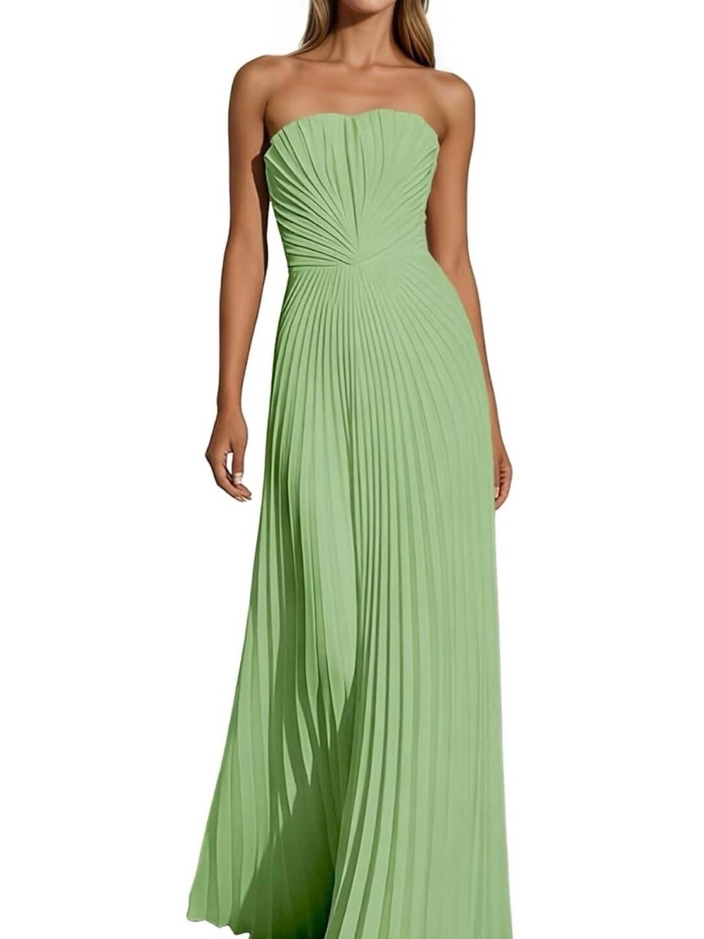 Pleated A-Line Maxi Dress in Dusty Sage